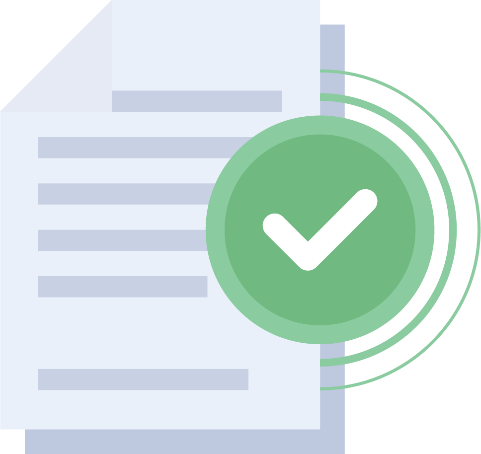 Icon of document with green checkmark