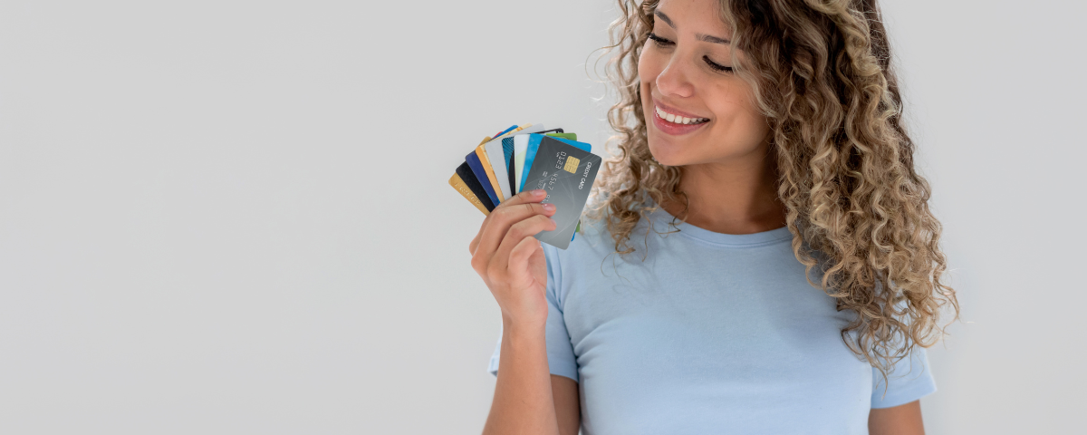 Woman holding credit cards